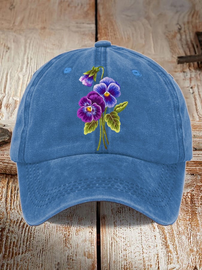 Unisex Distressed Washed Cotton Alzheimer's Awareness Printed Hat