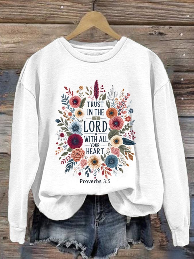 Women's Casual Faith Print Sweatshirt