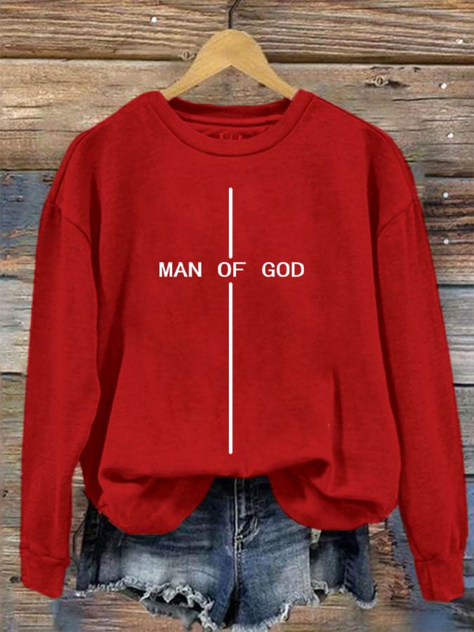 Women's Man Of God Printed Crew Neck Sweatshirt