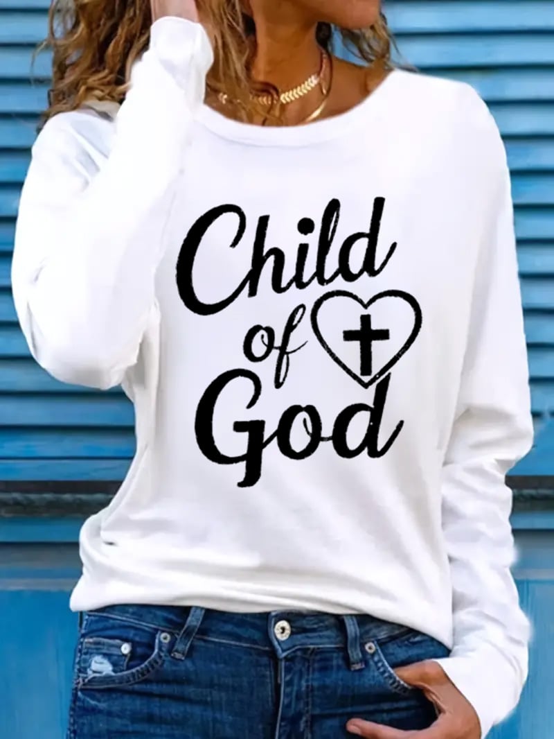 Women's Child Of God Cross Printed Long Sleeve T-Shirt