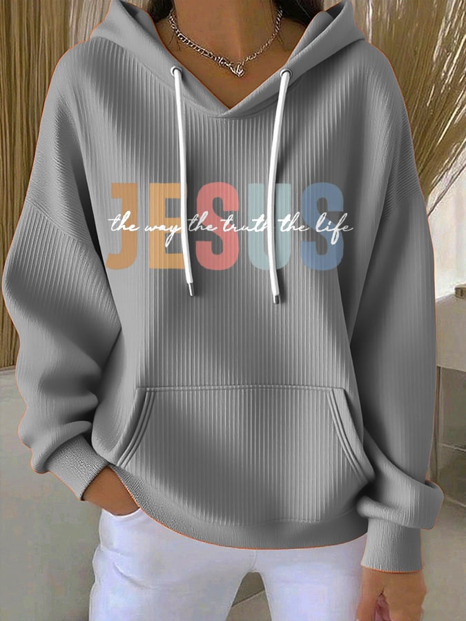 Women's Casual Faith Ribbed Hoodie