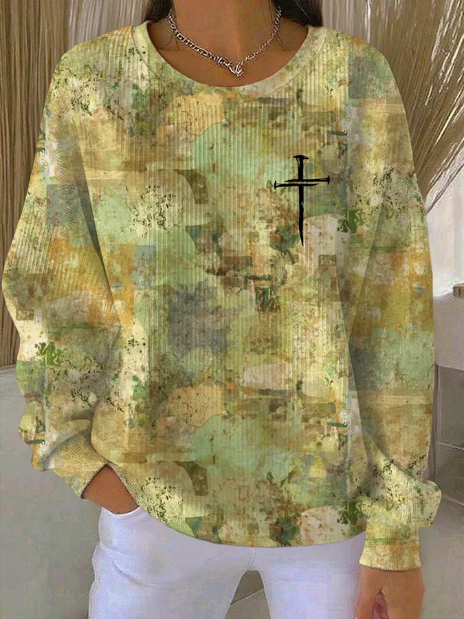 Women'S Faith Cross Printed Sweatshirt