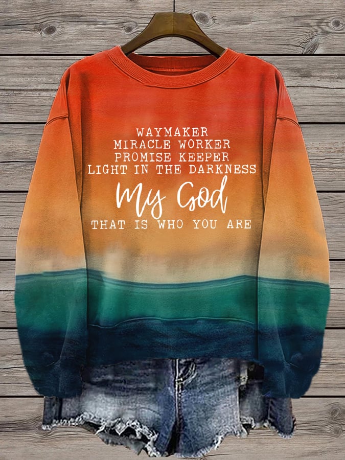 Women's Waymaker Print Crew Neck Sweatshirt