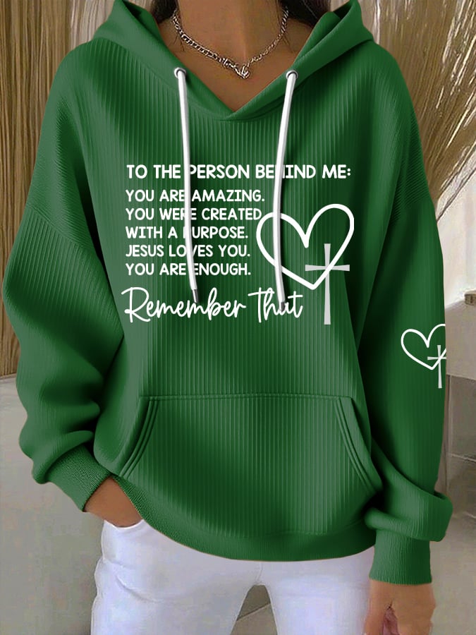 Women's Dear Person Behind Me Christian Print Casual Hoodie