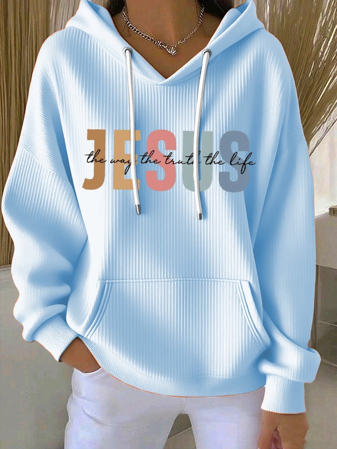 Women's Casual Faith Ribbed Hoodie
