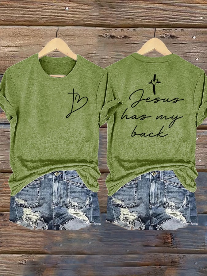 Women's Jesus Has My Back Print Shirt