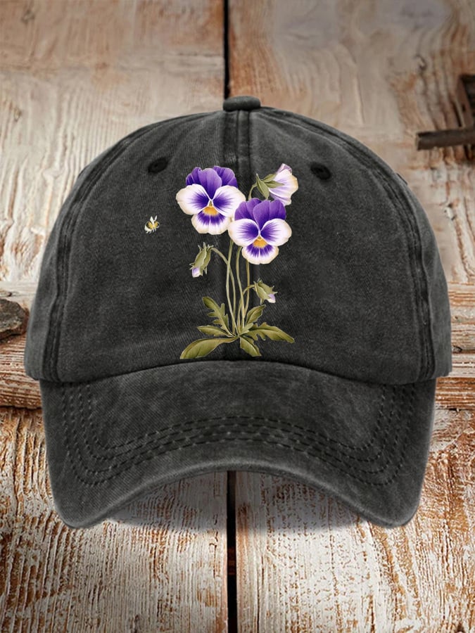 Unisex Distressed Washed Cotton Alzheimer's Awareness Printed Hat