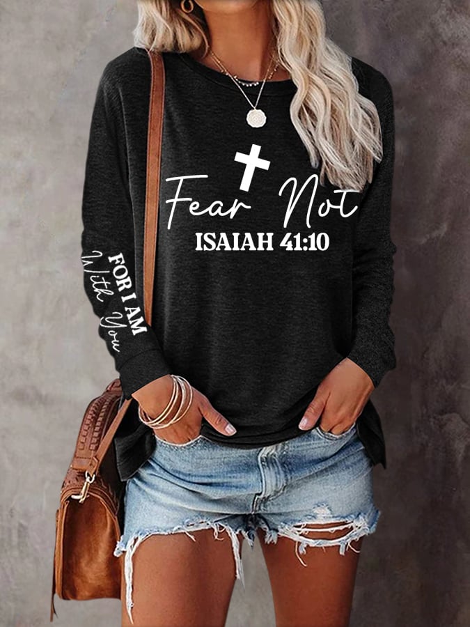 Women's Fear Not Isaiah 41:10 Printed Long Sleeve Top
