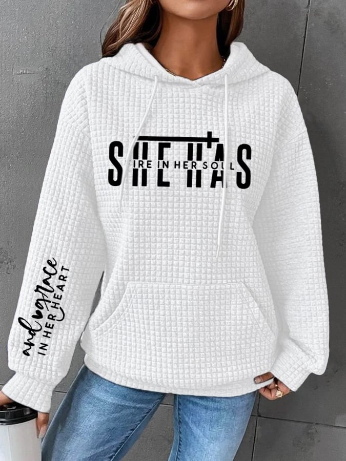 Women's She Has Fire In Her Soul Printed Hoodie Sweatshirt