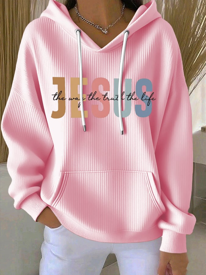 Women's Casual Faith Ribbed Hoodie
