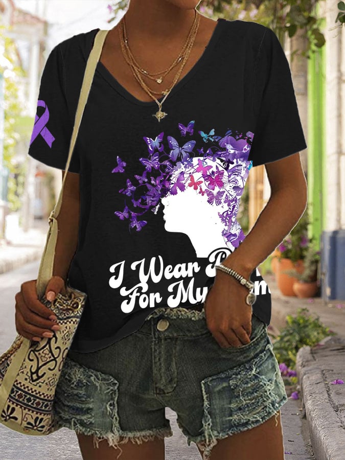 Women's Alzheimer's Awareness Print Crew Neck T-Shirt