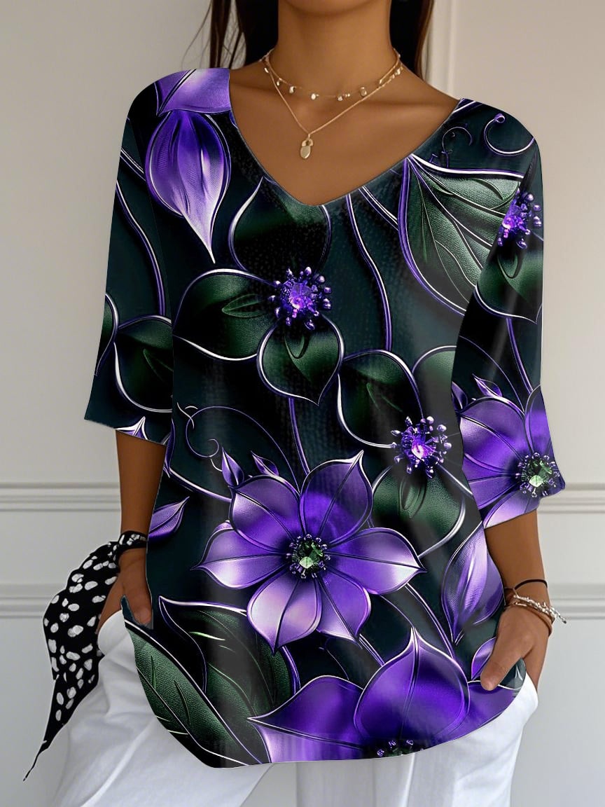 Women's Purple Printed Shirt