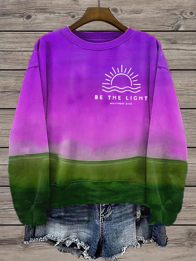 Women's Be The Light Print Crew Neck Sweatshirt