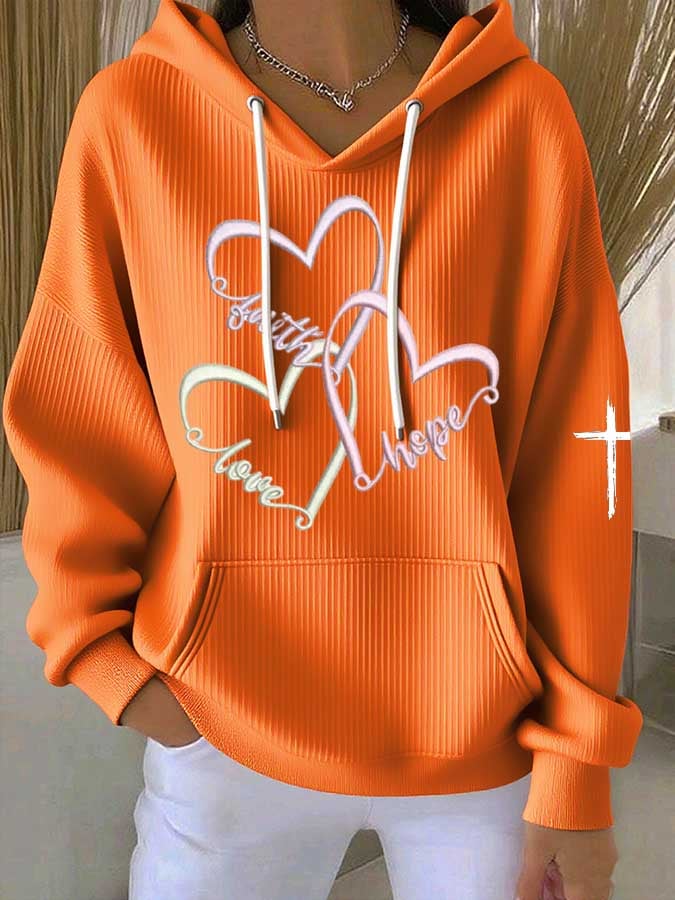 Women's Faith Print Casual Hooded Sweatshirt
