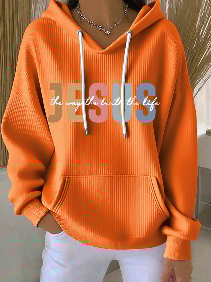 Women's Casual Faith Ribbed Hoodie