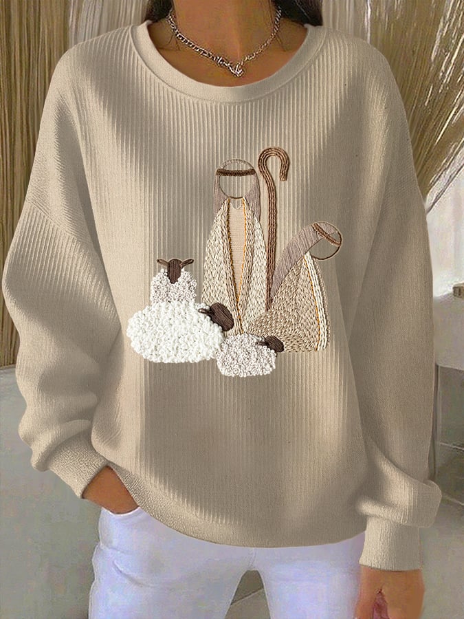 Women's Nativity Print Casual Sweatshirt