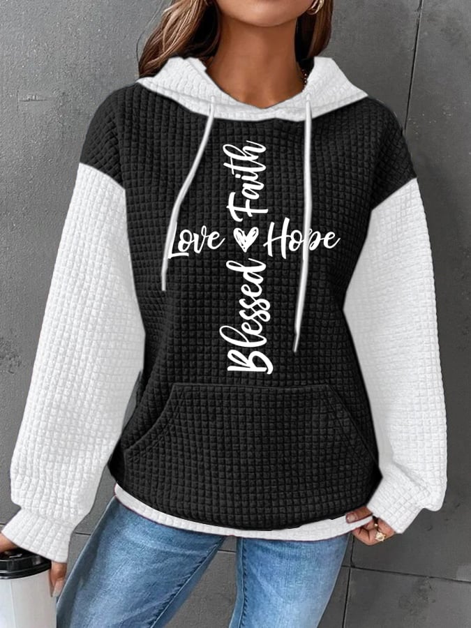 Women's Love Jesus Faith Cross Print Casual Sweatshirt