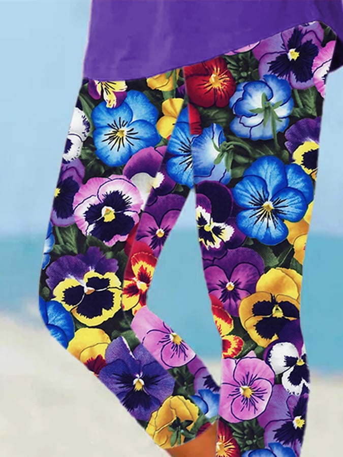 Women's Alzheimer's Forget-Not Floral Design Printed Leggings