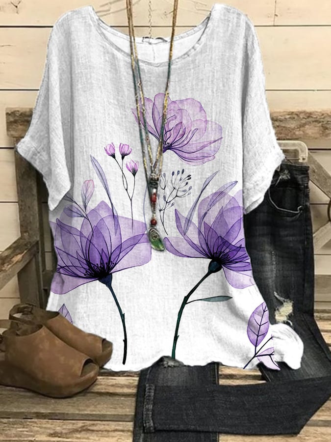 Women's Alzheimer's Awareness Floral Casual Top