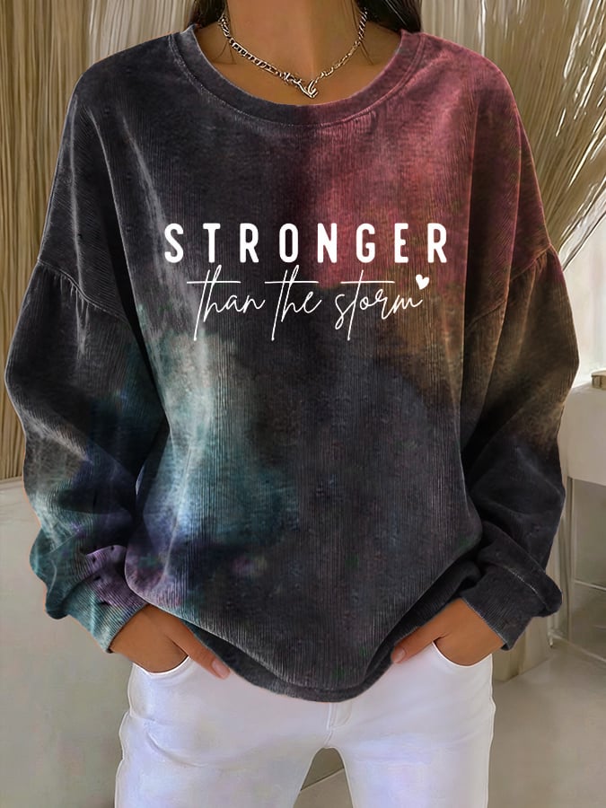 Women's Casual Vintage Stronger Than the Storm Corduroy Sweatshirt