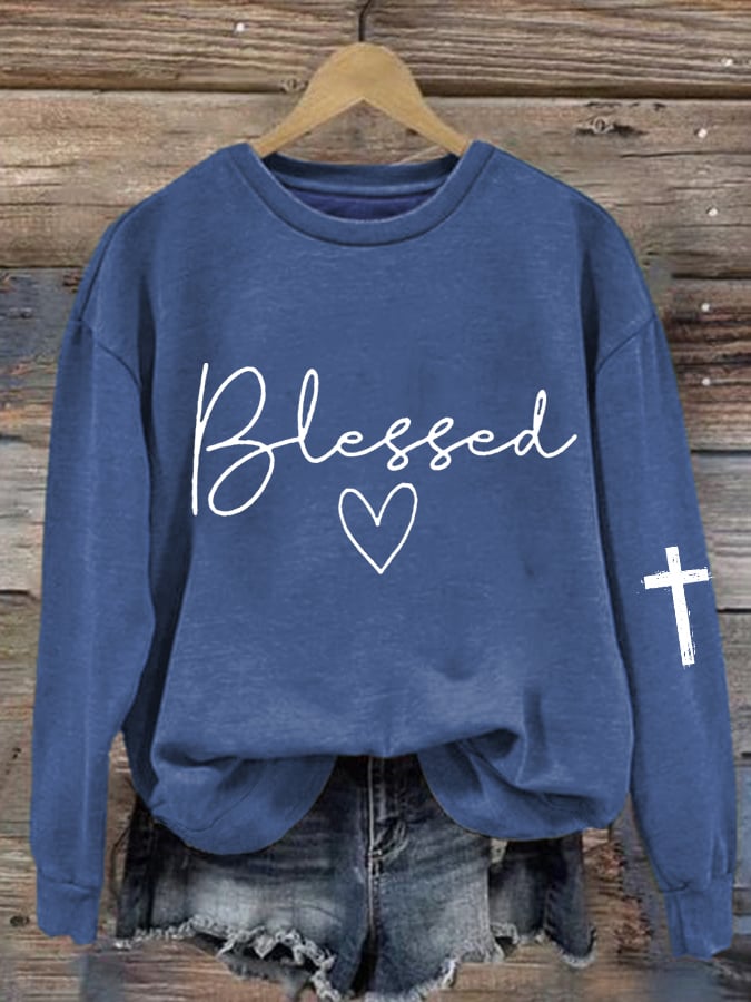 Women's Blessed Print Sweatshirt