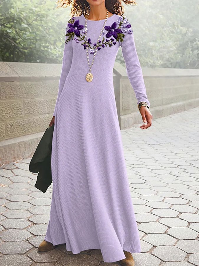 Women's Alzheimer's Awareness Purple Floral Print Dress