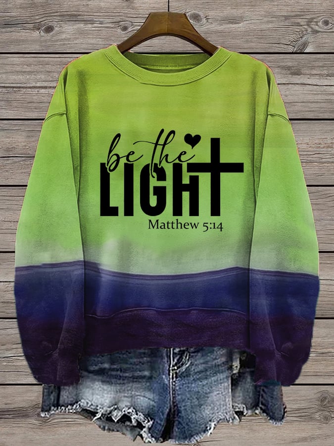 Women's Be The Light Print Crew Neck Sweatshirt