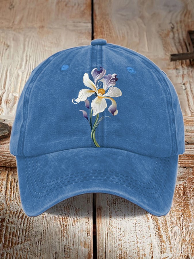 Unisex Distressed Washed Cotton Alzheimer's Awareness Printed Hat