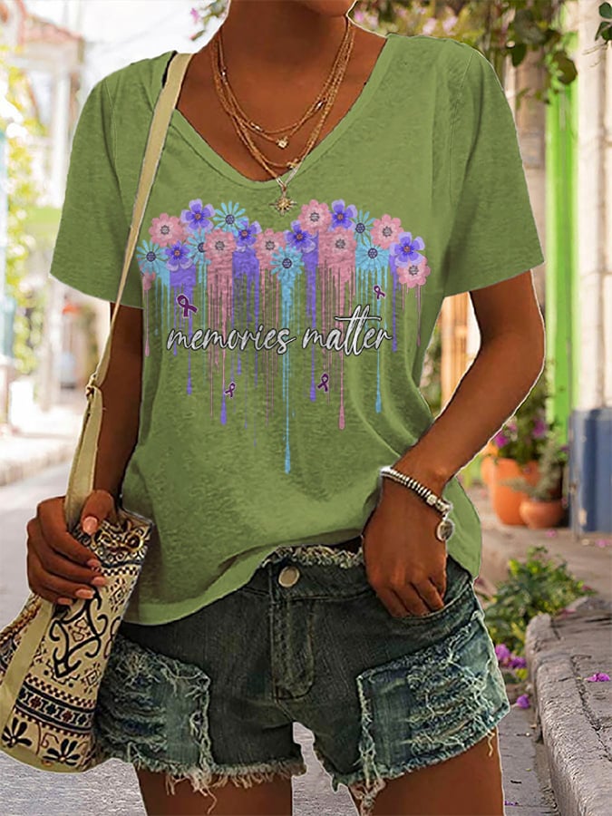 Alzheimer's Awareness Memcries Matter Print Short Sleeve T-Shirt