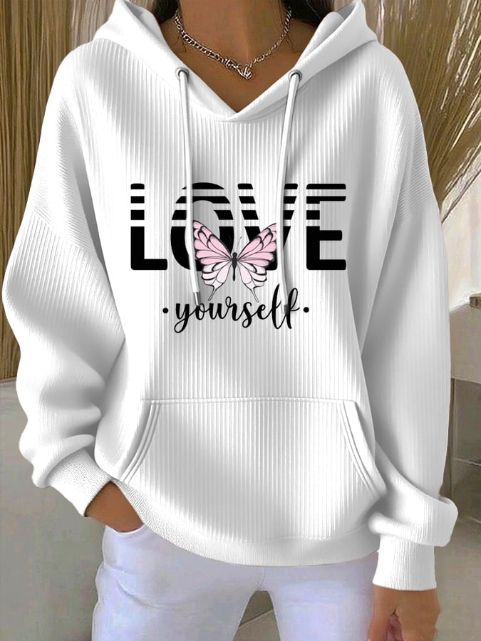 Women's Faith Print Casual Hooded Sweatshirt