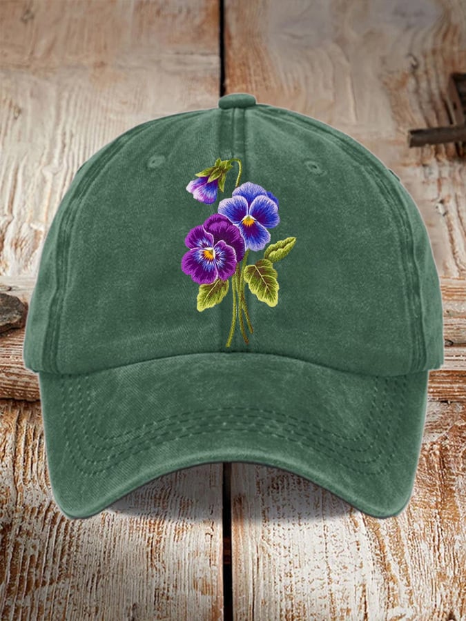 Unisex Distressed Washed Cotton Alzheimer's Awareness Printed Hat
