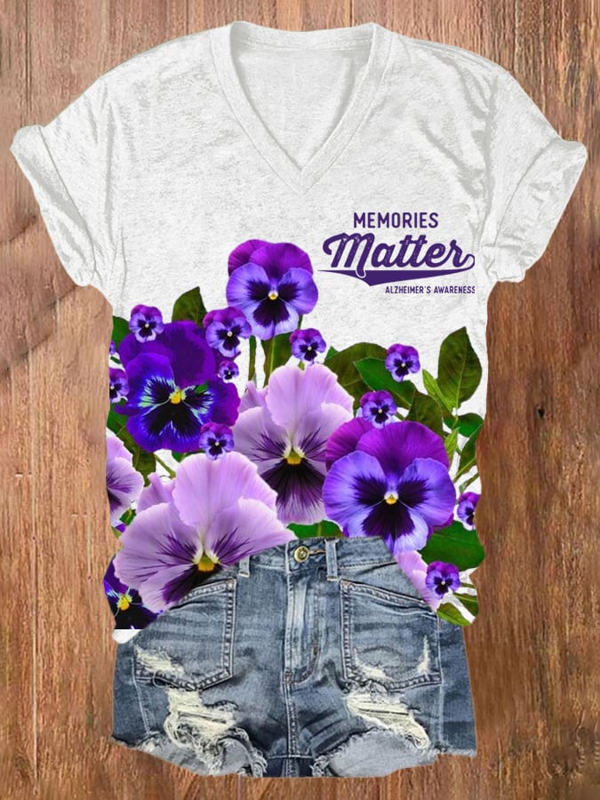 Women's Memories Matter Alzheimer'S Awareness Print T-shirt