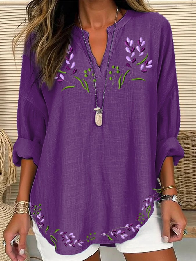 Women's Purple Flower Print Alzheimer's Awareness Support Shirt