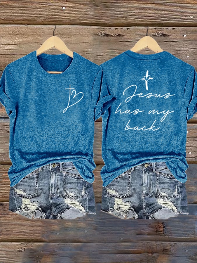 Women's Jesus Has My Back Print Shirt