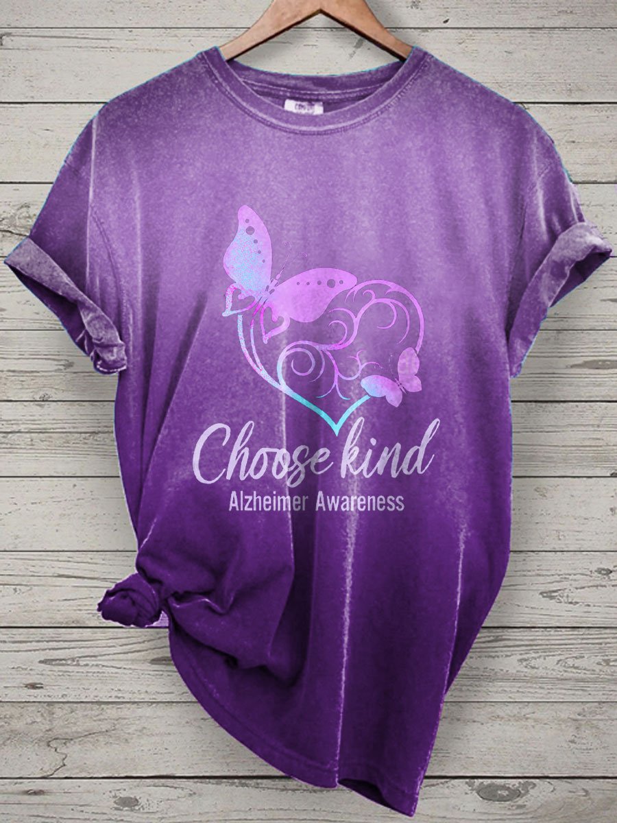 Women Choose Kind Dementia Alzheimer's Awareness Print T-shirt