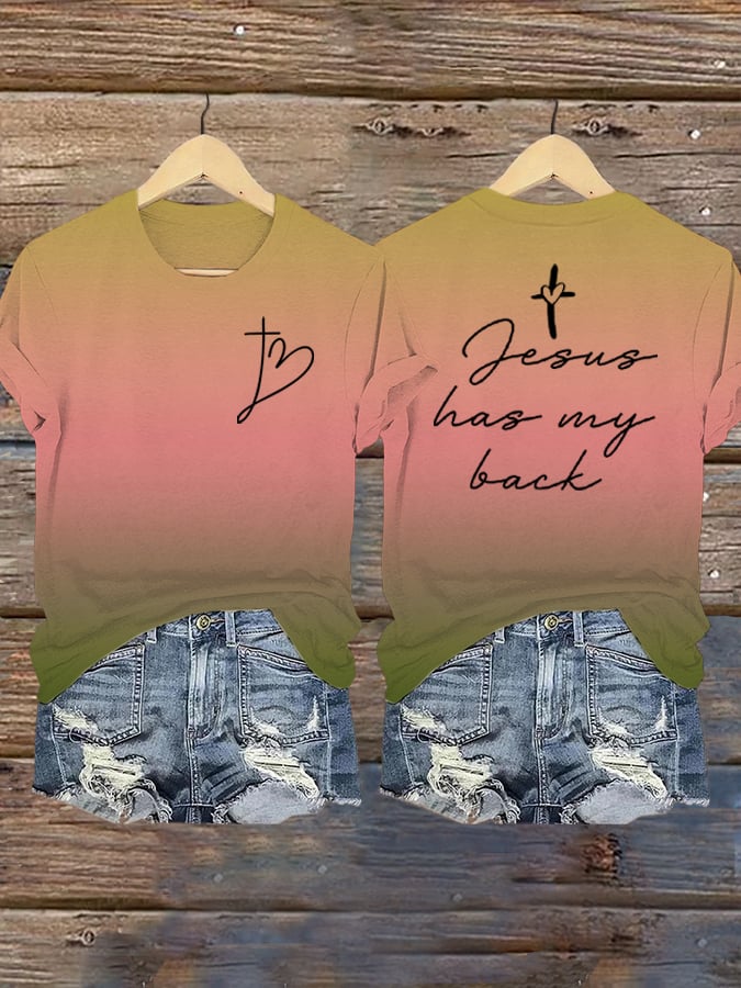 Women's Jesus Has My Back Print Shirt