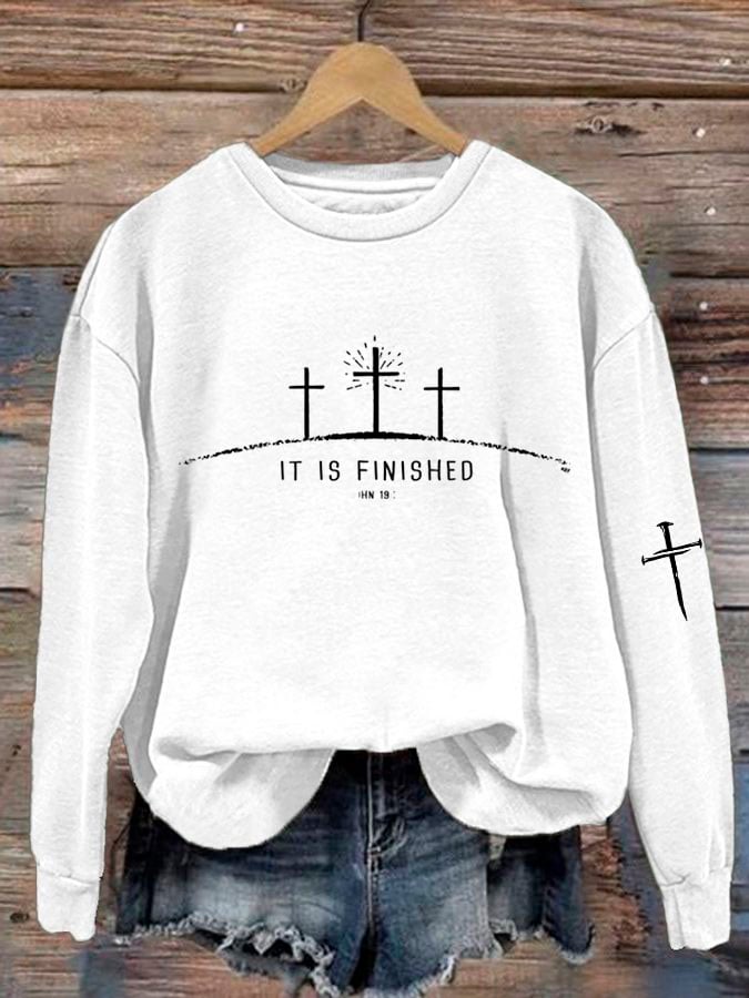 Women'S It Is Finished Print Sweatshirt