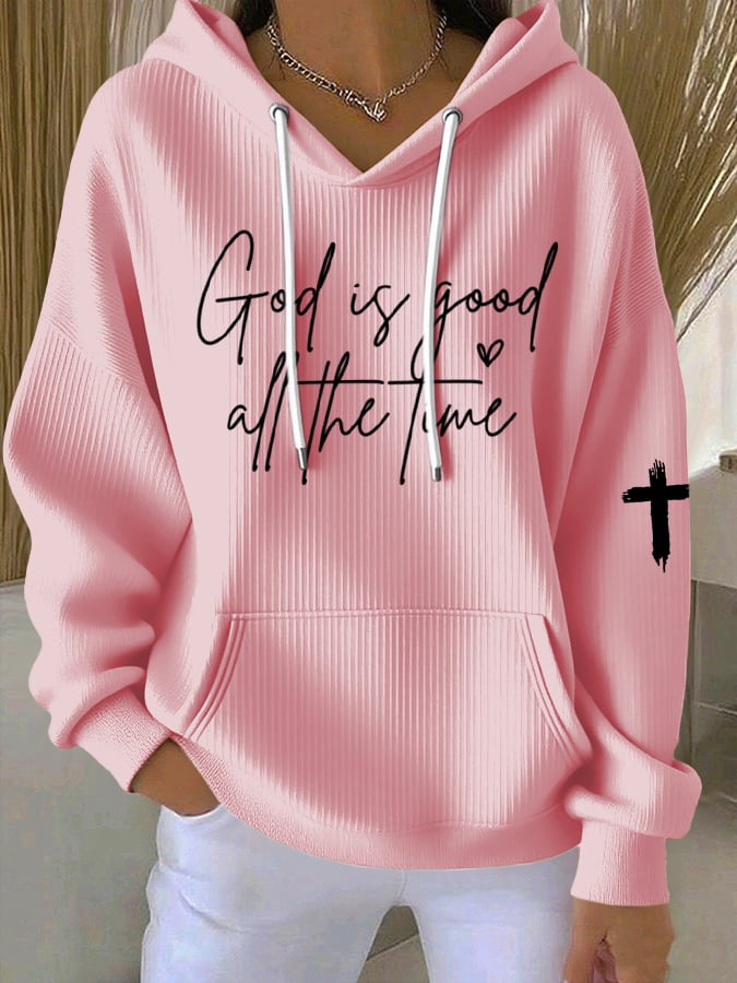 Women's God Is Good All The Time Print Casual Hoodie