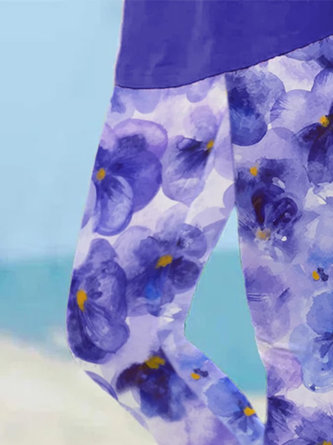 Women's Alzheimer's Forget-Not Floral Design Printed Leggings
