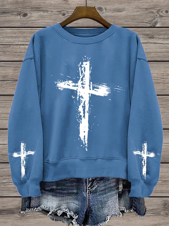 Women's Cross Print Sweatshirt
