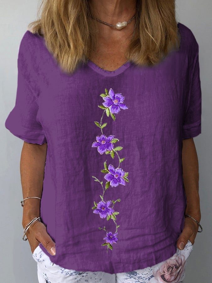 Women's Purple Flower Alzheimer's Awareness Support Shirt