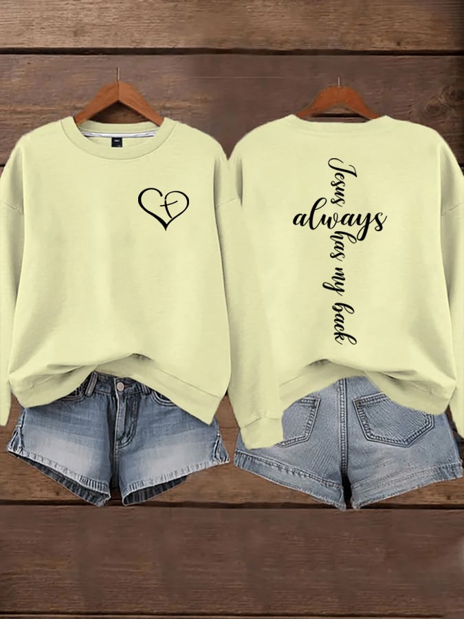 Women's Jesus Has My Back Print  Sweatshirts
