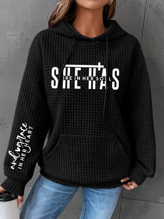 Women's She Has Fire In Her Soul Printed Hoodie Sweatshirt