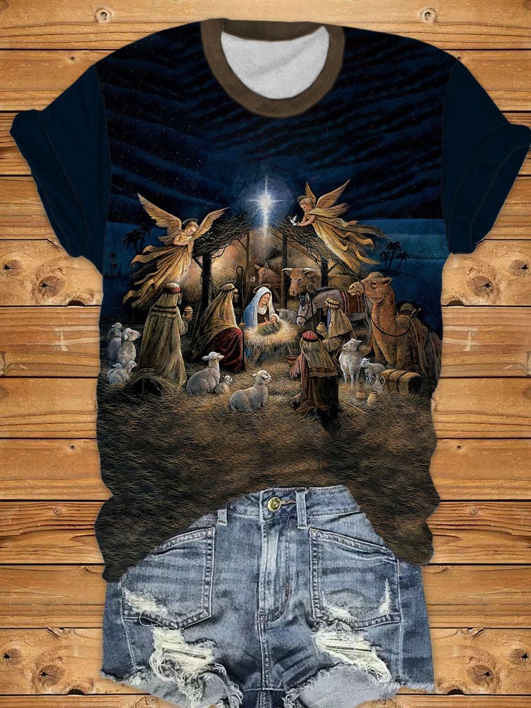Women'S Nativity Print T-Shirt