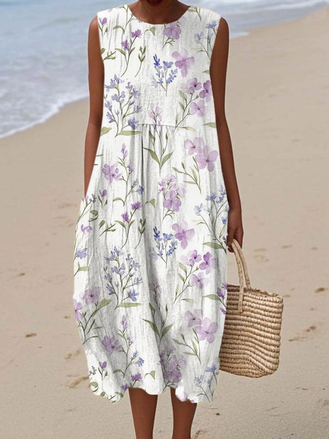 Women's Casual Vintage Floral Sleeveless Dress