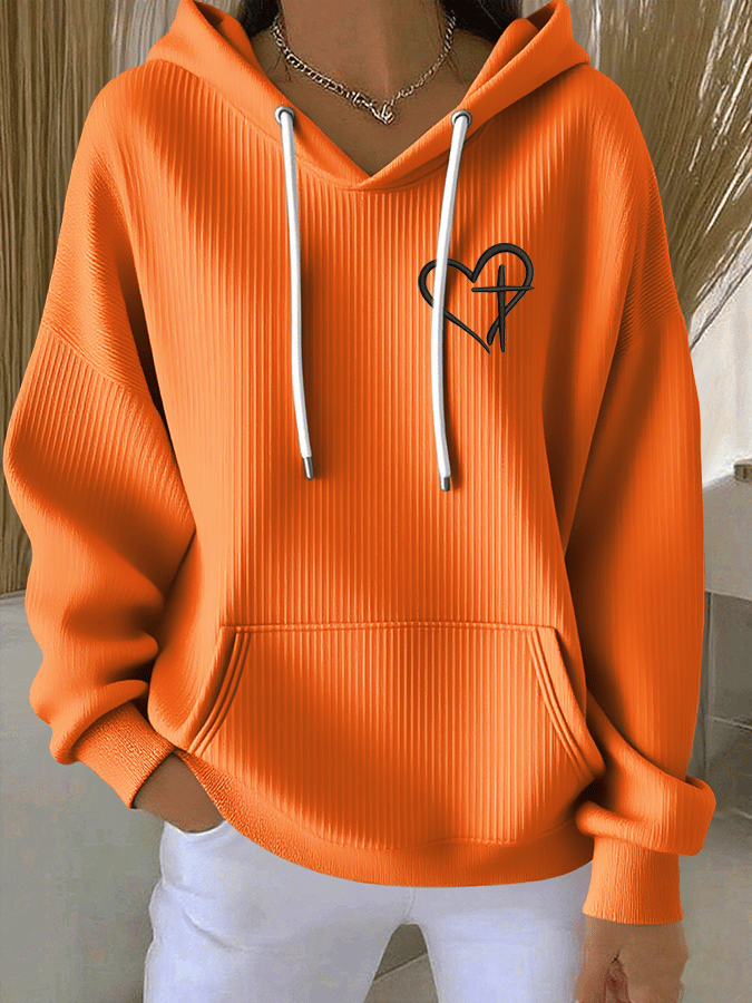 Women's Faith Print Casual Hooded Sweatshirt