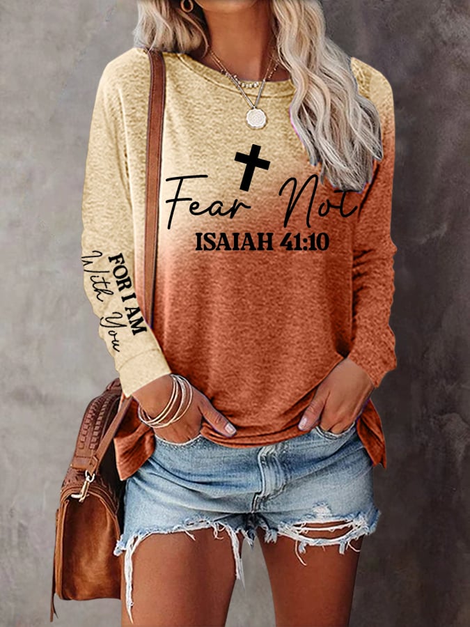 Women's Fear Not Isaiah 41:10 Printed Long Sleeve Top