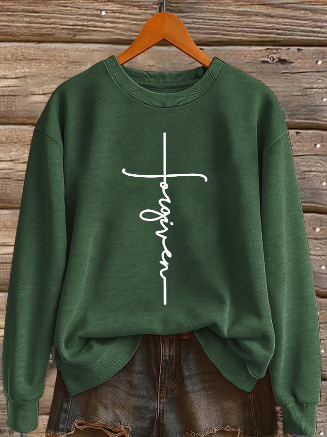 Women's Retro Forgiveness Faith Print Sweatshirt