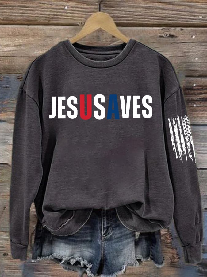 Women's Fall American Jesus Casual Crew Neck Top