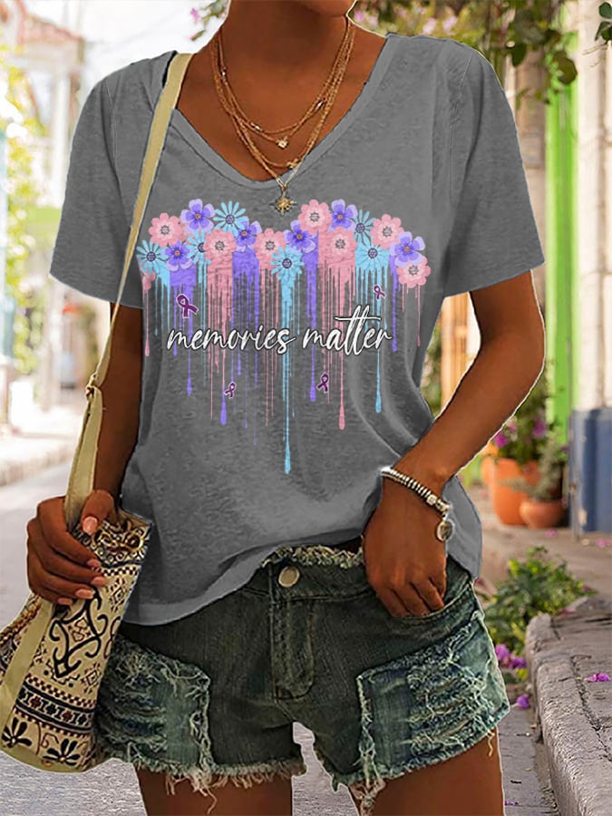 Alzheimer's Awareness Memcries Matter Print Short Sleeve T-Shirt